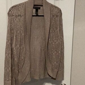 INC International Concepts Cream and Silver Cardigan Sweater